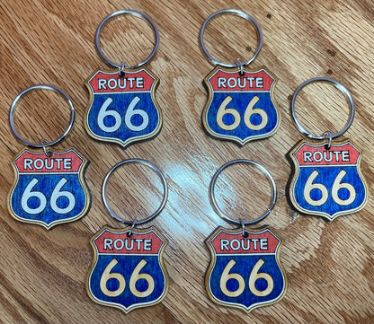 Route 66 Main Street Mother Road Handpainted Keychain