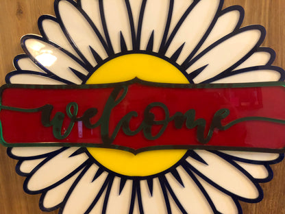 Daisy Hanging Welcome Door Sign