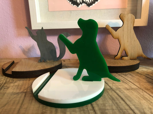 Prop Your Phone with Playful Style: Pet Phone Holder, Creative Animal Inspired Desk Accessory Stand for Cell Phones and Tablets (Cat or Dog)