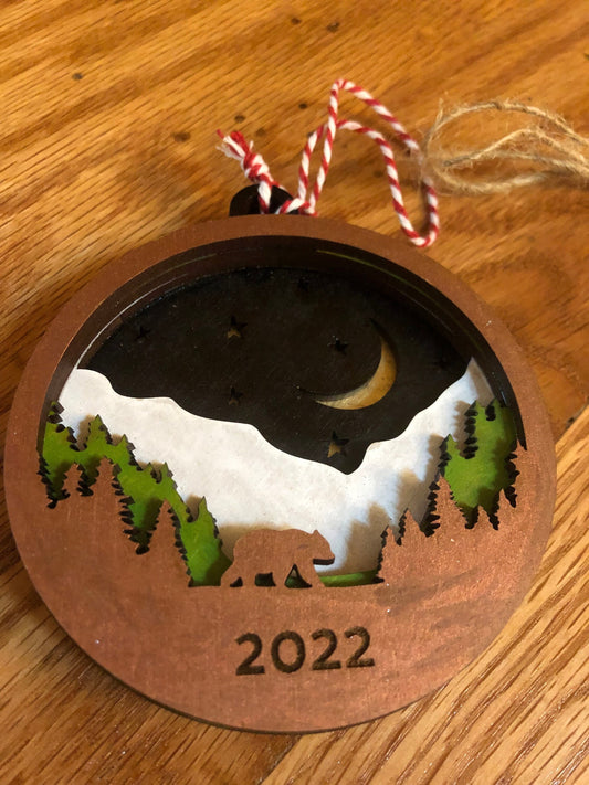 Bear Christmas Ornament - Customizable Polar or Black with Engrave