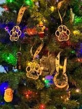 Customizable Pawprint Ornament - Add your pets name to paw print Christmas ornament