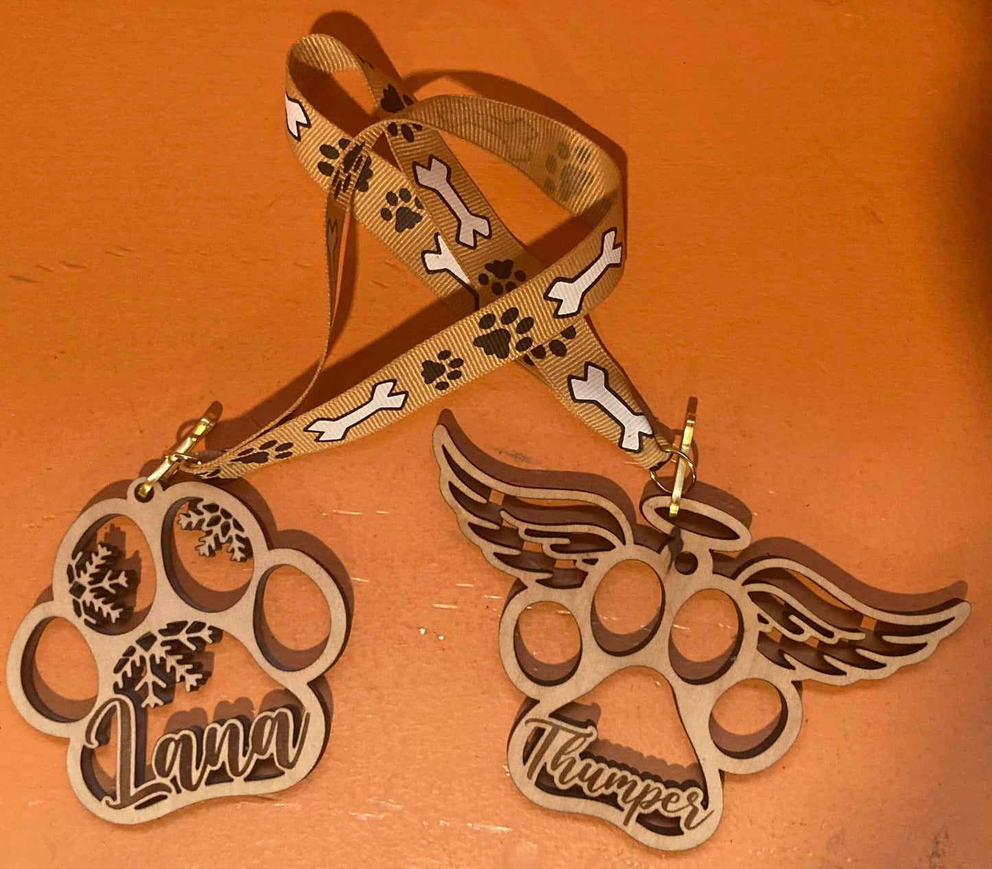 Customizable Pawprint Ornament - Add your pets name to paw print Christmas ornament